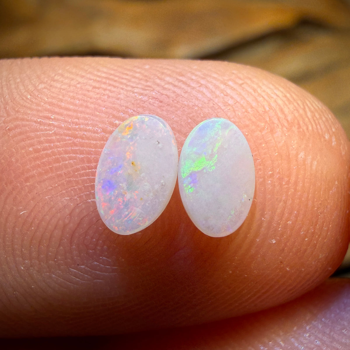0.3cts - South Australian White Opal Pair