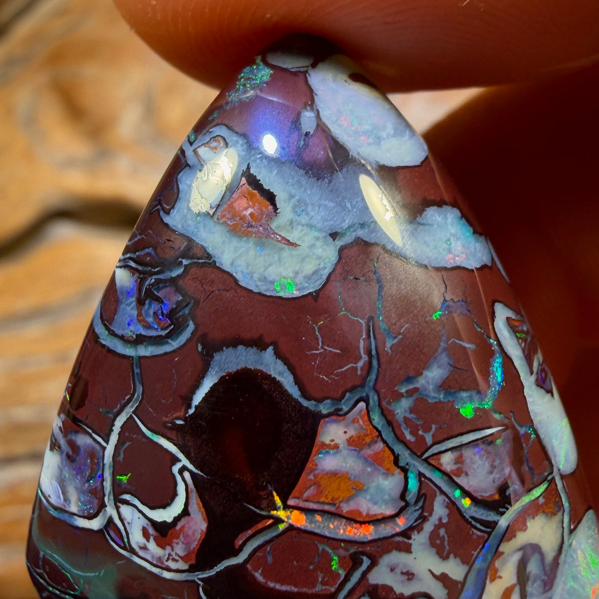 90.7cts - Rare Broad Tribal Queensland Boulder Opal from Yowah with Pools