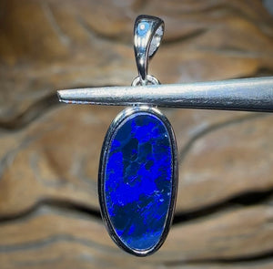 Sterling Silver - Australian Boulder Opal Doublet Pendant Royal Blue - Opal Whisperers