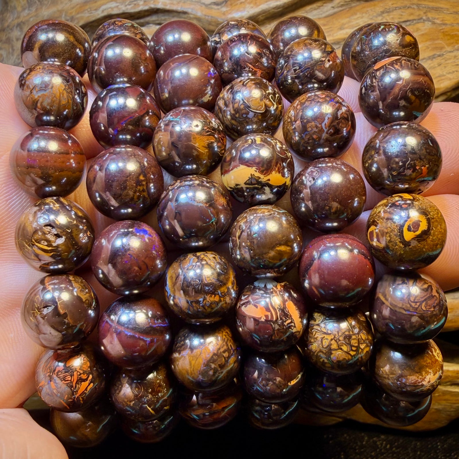 12 x 12mm Drilled Tribal Boulder Opal Bead Bracelets. BULK LISTING Multiple available