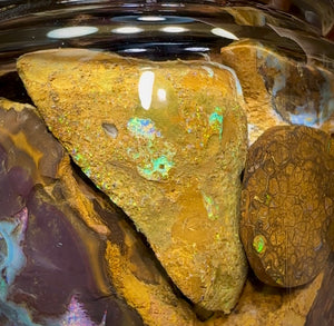 136.4grms - Australian Boulder Opal Rough Jar