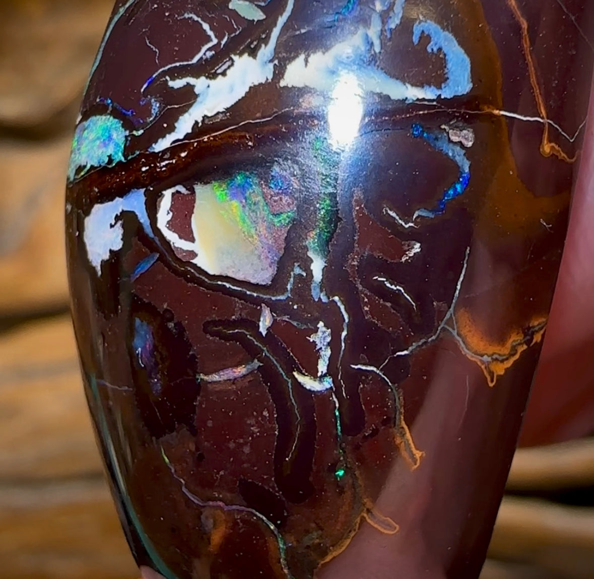 90.3cts - Big Yowah Nut Polished Specimen. Australian Boulder Opal - Opal Whisperers