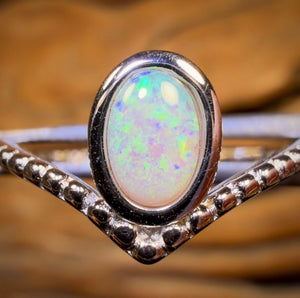 Bague en argent sterling avec opale de cristal d'Australie du Sud