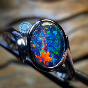 10k White Gold - NEW Isaac Design Queensland Boulder Opal Doublet Ring