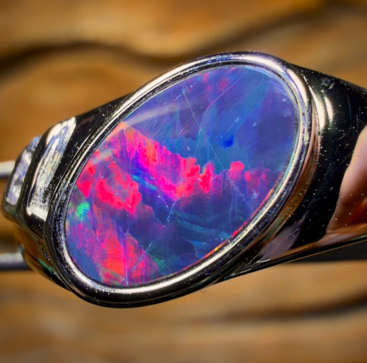 Sterling Silver - Queensland Boulder Opal Doublet Ring UNISEX