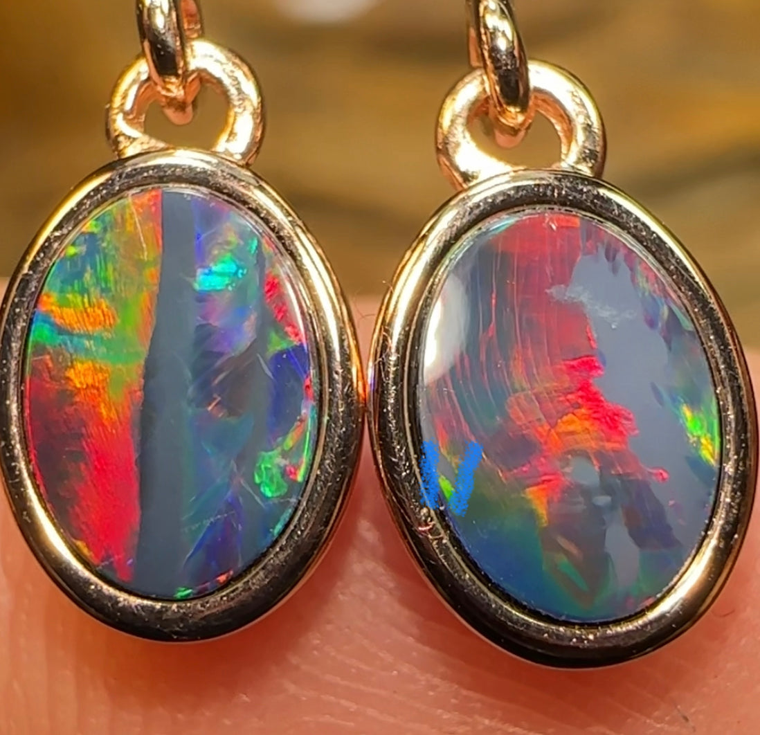 St. Silver plated - Queensland Boulder Opal Doublet Earrings - Opal Whisperers