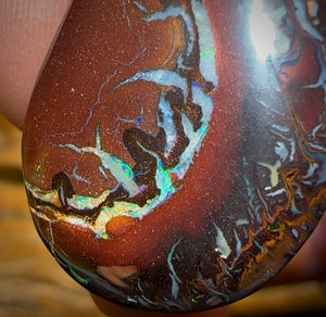 28 x 20mm - “Man in the Moon” Drilled Tribal Australian Boulder Opal Necklace