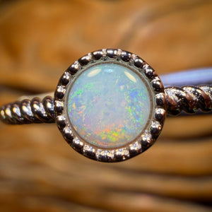 Sterling Silver - Solid South Australian Crystal Opal Ring