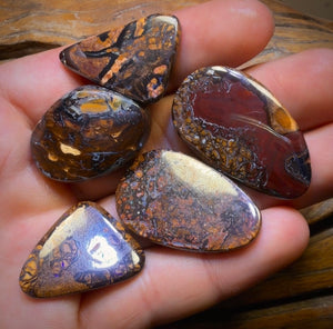 🔒 160.3cts - 5x Australian Tribal Boulder Opal’s. Wholesale Dealers Parcel