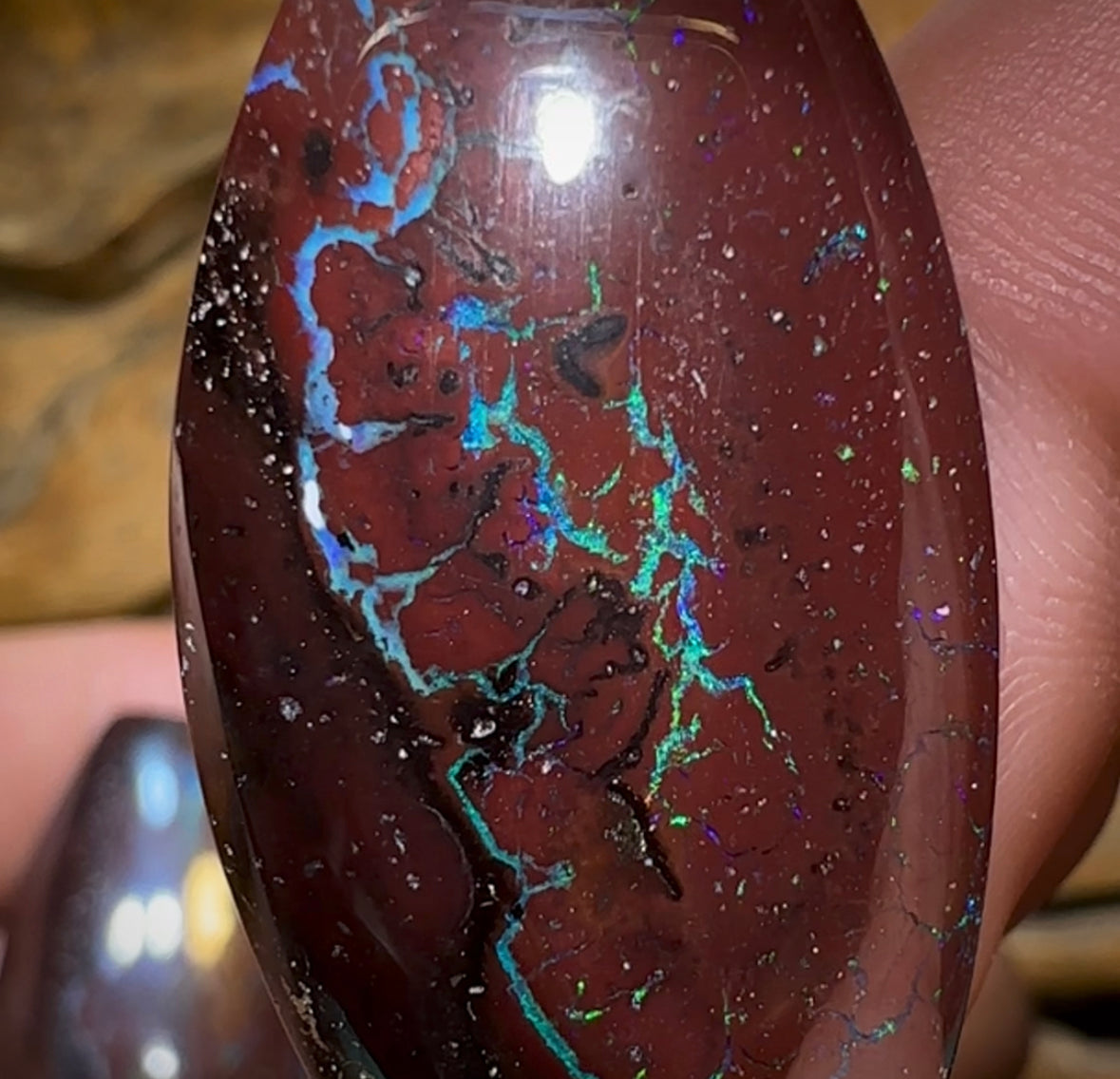 101.3cts - Tribal Pattern Koroit Nut Opal Pair - Opal Whisperers