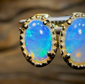 Sterling Silver Plated - South Australian Crystal Opal Stud Earrings