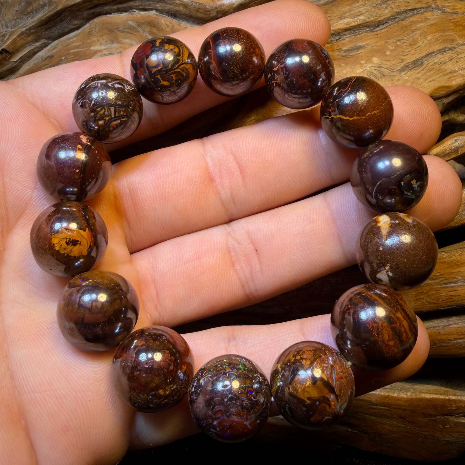 14 x 14mm Drilled Tribal Boulder Opal Bead Bracelets. BULK LISTING Multiple available