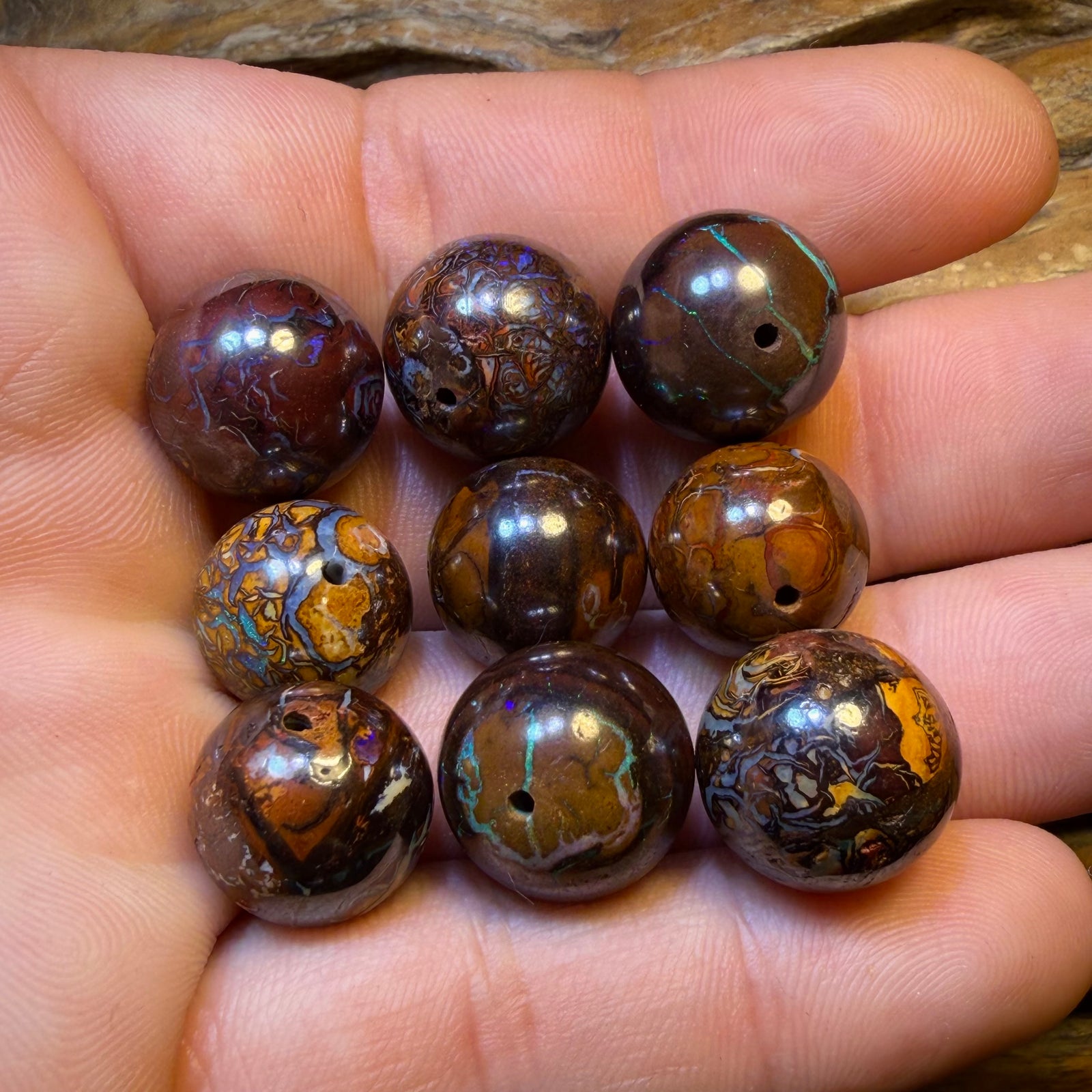 14 x 14mm Drilled Tribal Boulder Opal Beads. BULK LISTING Multiple available