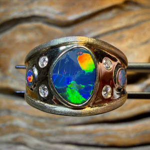 14k Gold - NEW Isaac Design TOP Queensland Boulder UNISEX Opal Doublet Ring
