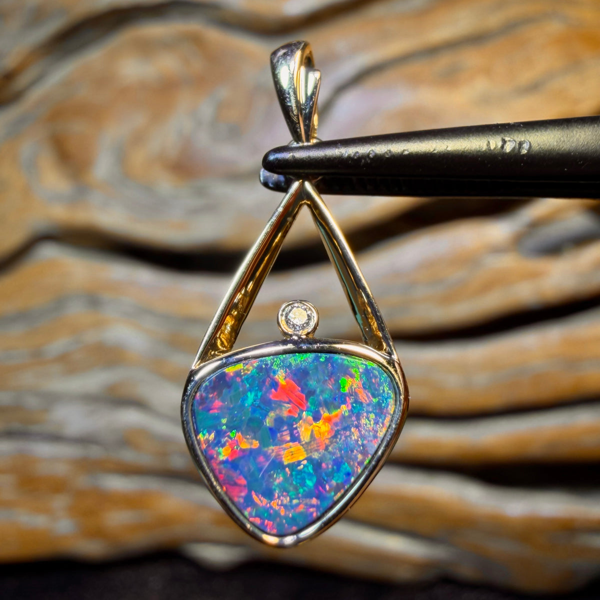 14k Gold - Queensland Boulder Opal Doublet Pendant