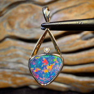 14k Gold - Queensland Boulder Opal Doublet Pendant