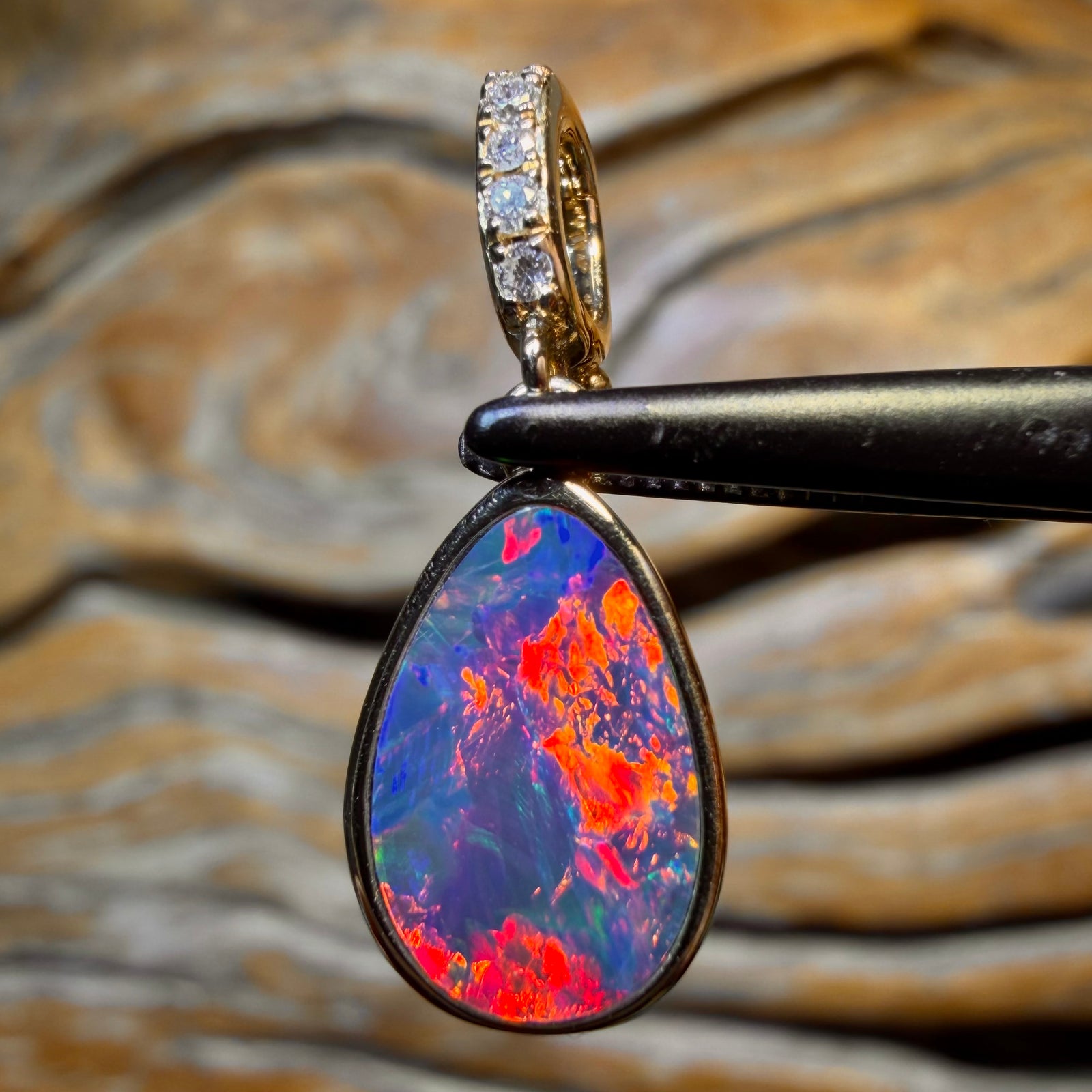 14k Gold - Queensland Boulder Opal Doublet Pendant