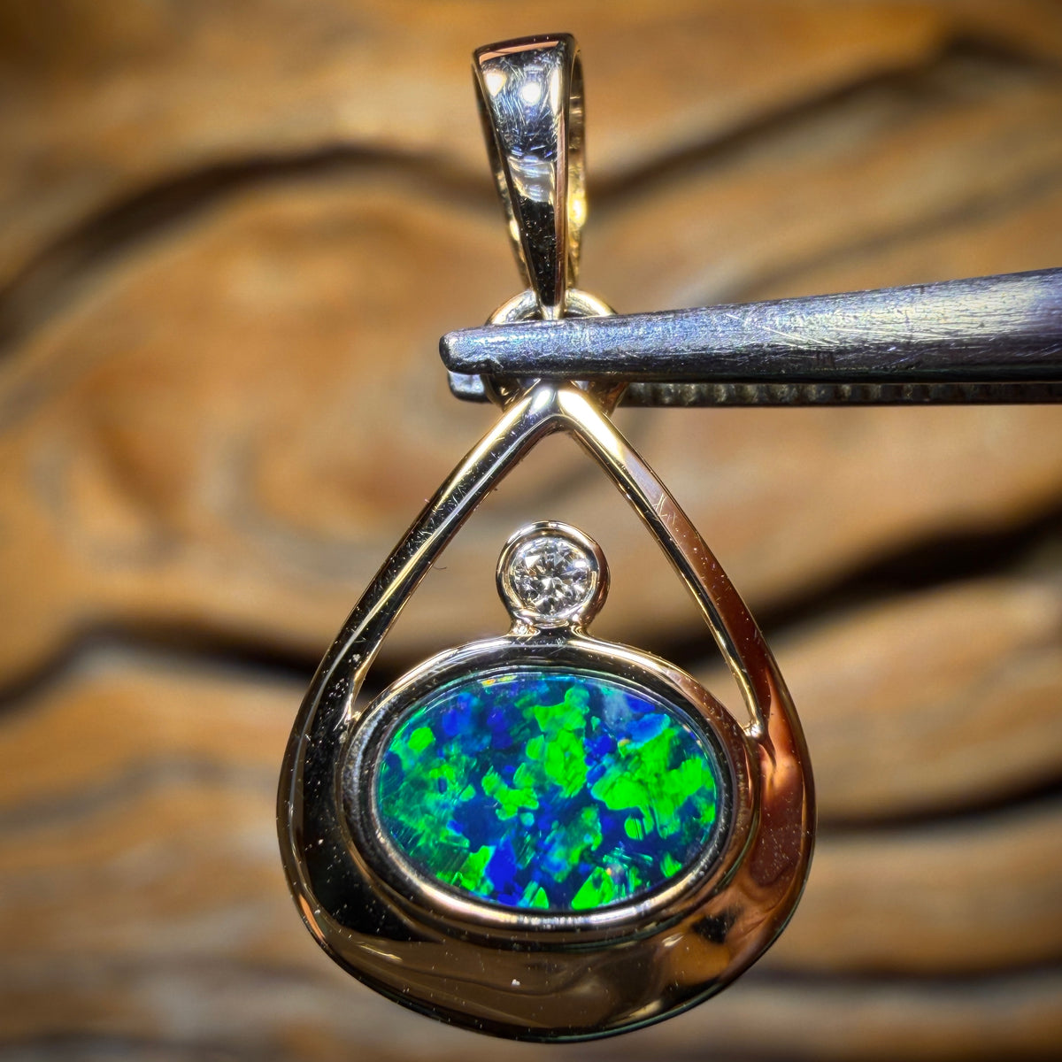 14k Gold - Queensland Boulder Opal Doublet Pendant