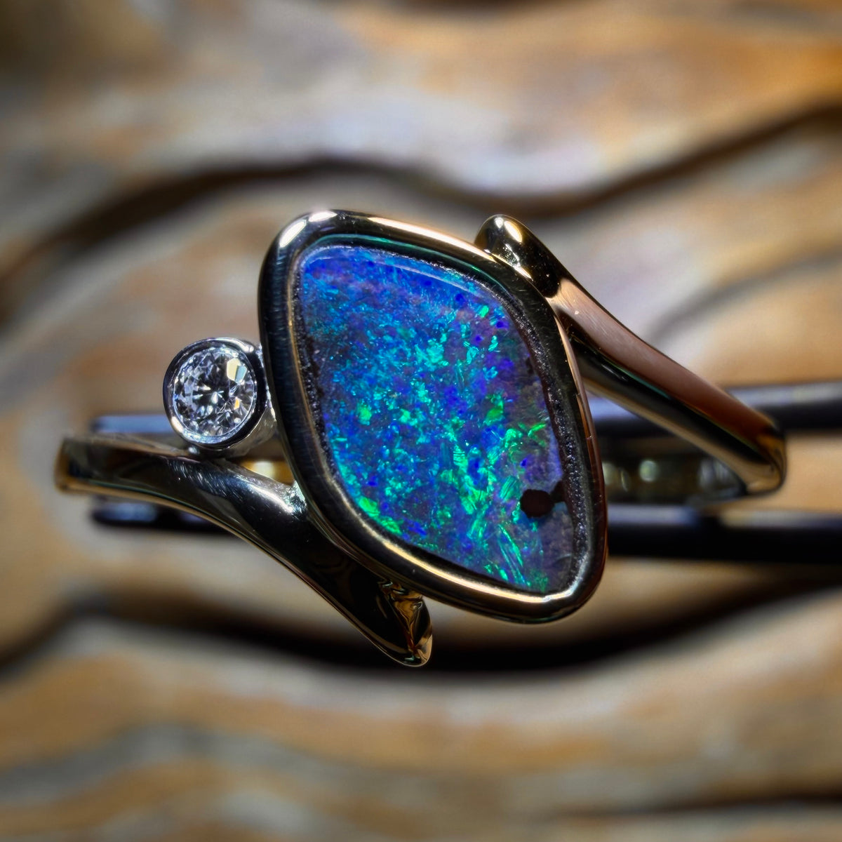 14k Gold - Solid Queensland Boulder Opal Ring