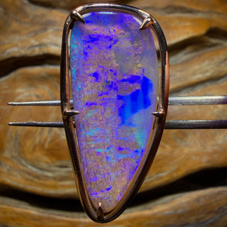 14k Roségold - Massiver Queensland Boulder Pipe Opal Ring