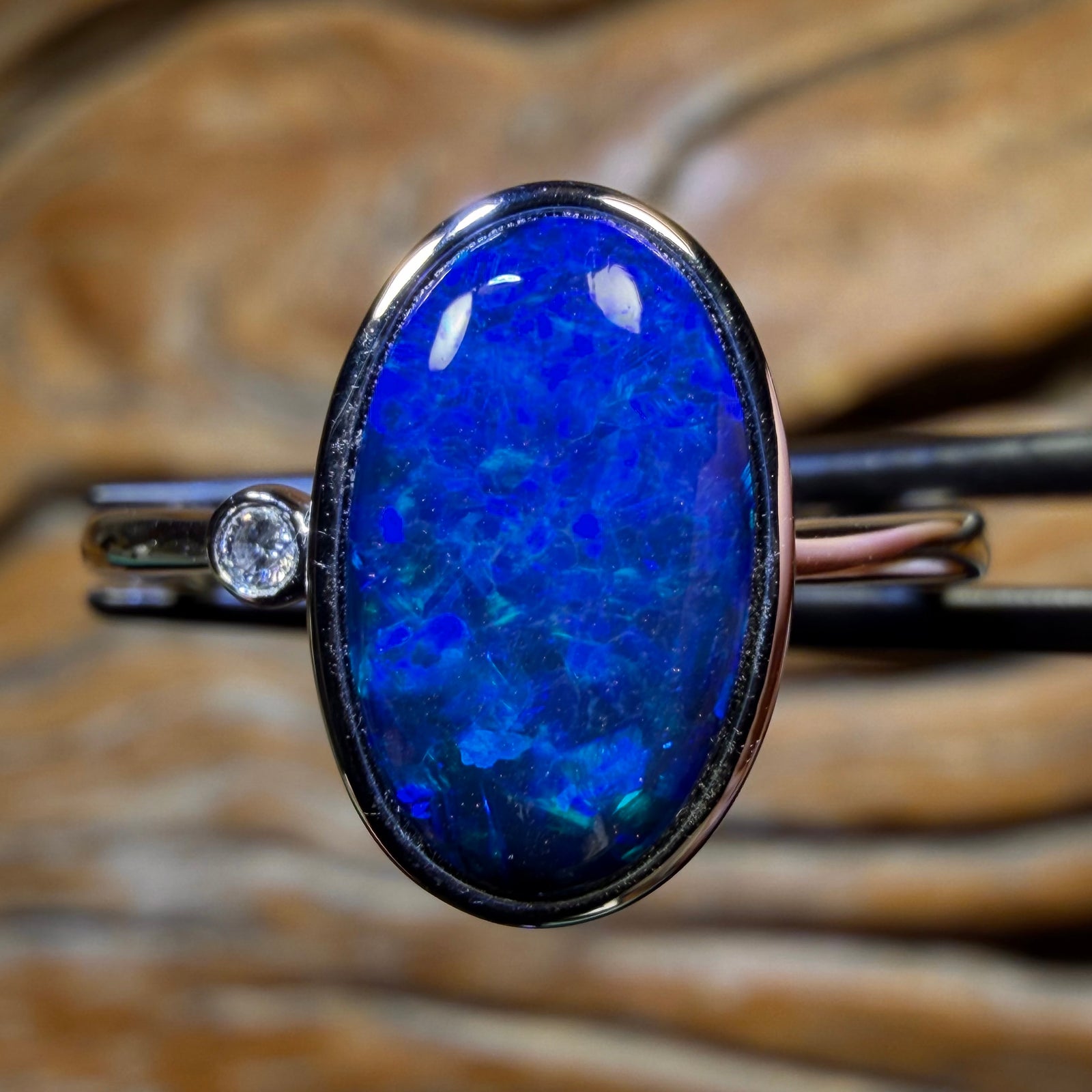 14k White Gold - Australian Opal Doublet Ring