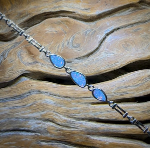 Sterling Silver - Australian Boulder Doublet Opal Bracelet