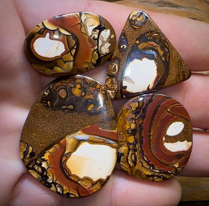 🔒 122,8 cts - Lot de 4 opales boulder tribales du Queensland. Conglomérat de noix de Yowah - Bonne affaire