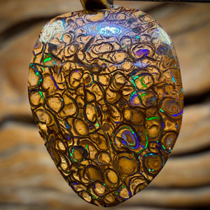 Solid Tan Tribal Queensland Boulder Opal Pendant