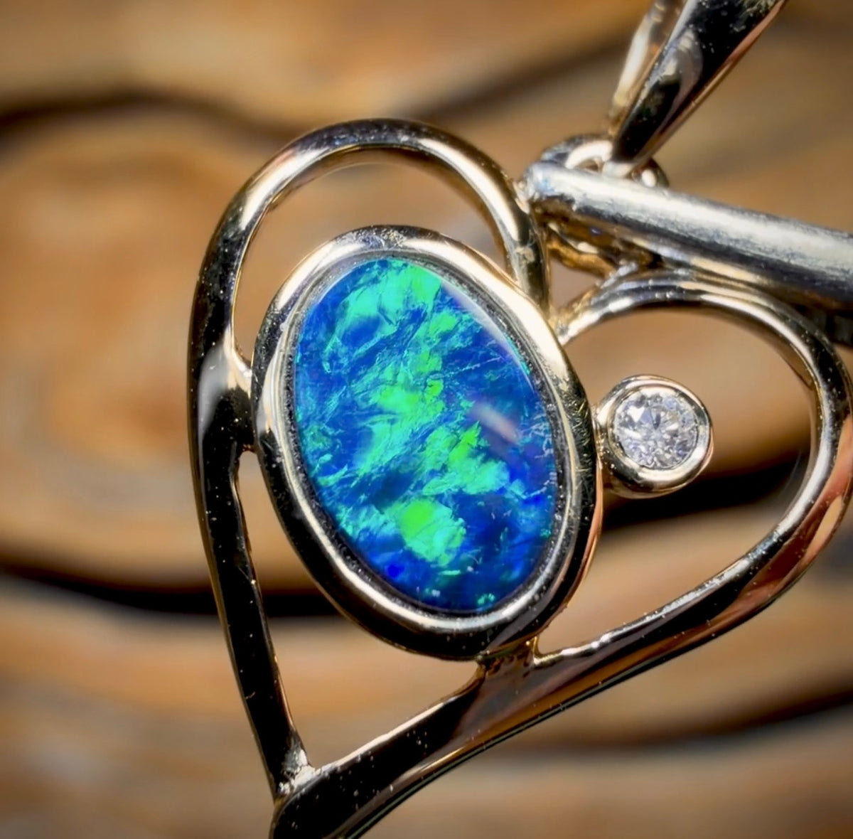 14k Gold - Queensland Boulder Opal Doublet Pendant