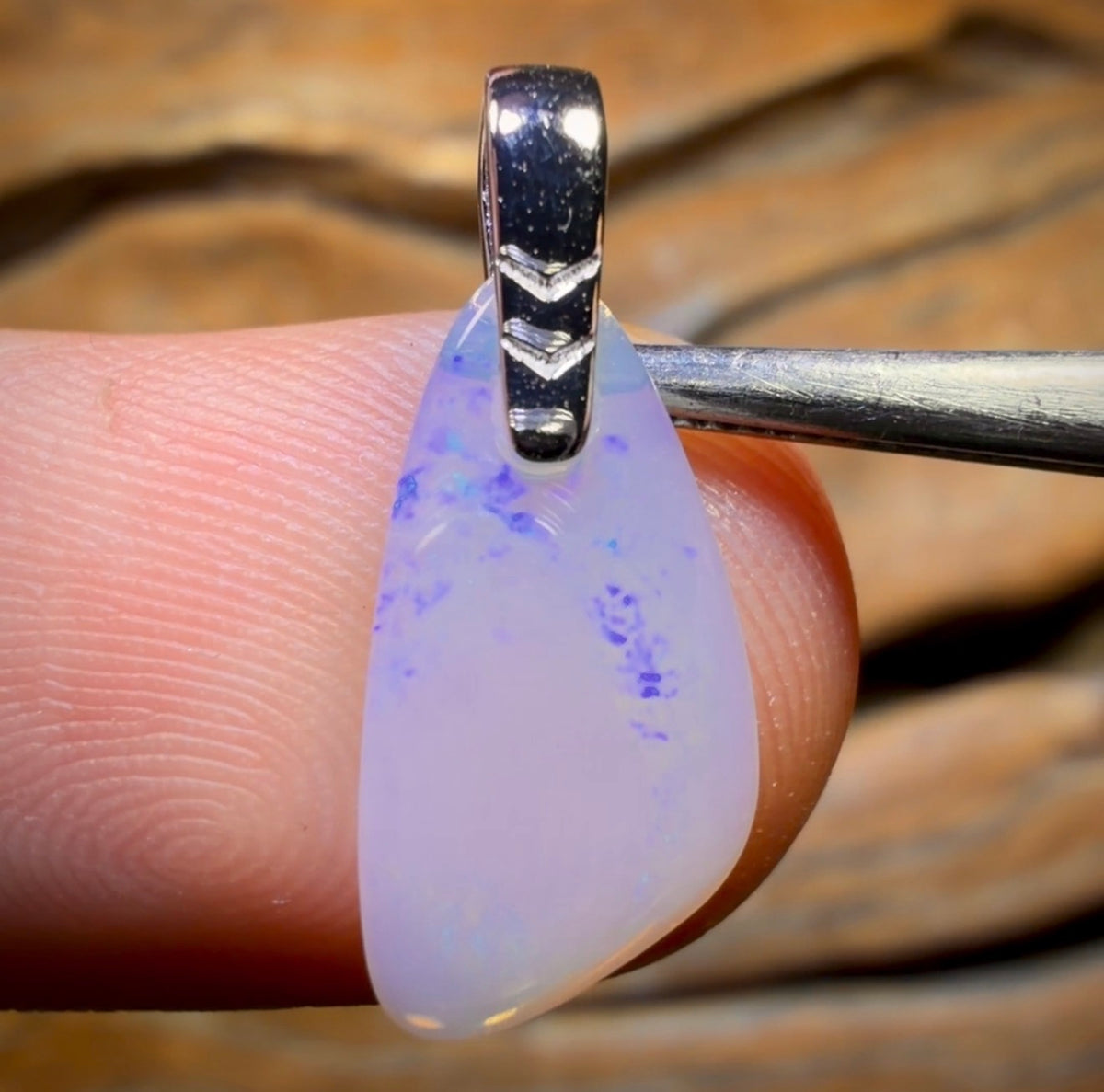 Sterling Silver - South Australian Solid Crystal Opal Pendant