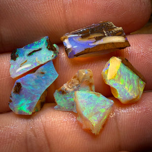 17.8cts - 6x Australian Yowah Wood Crystal Opal Rough Pieces. Highly Prized Material