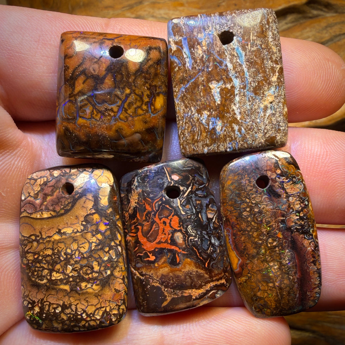 175.4cts - 5x Drilled Queensland Boulder Opals. BARGAIN Wholesale Parcel