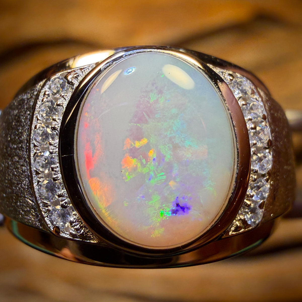 Sterling Silver - UNISEX South Australian White Opal Ring