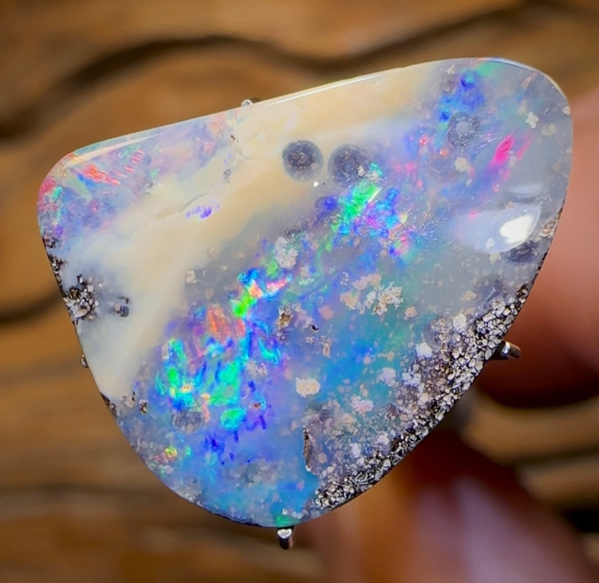 7.95cts - Electric Landscape Australian Boulder Seam Opal Picture Stone - Opal Whisperers