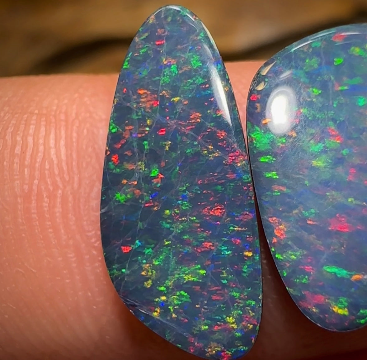 4.5cts - Australian Boulder Opal Doublet Pair. Half Price Special Galaxy Pattern - Opal Whisperers