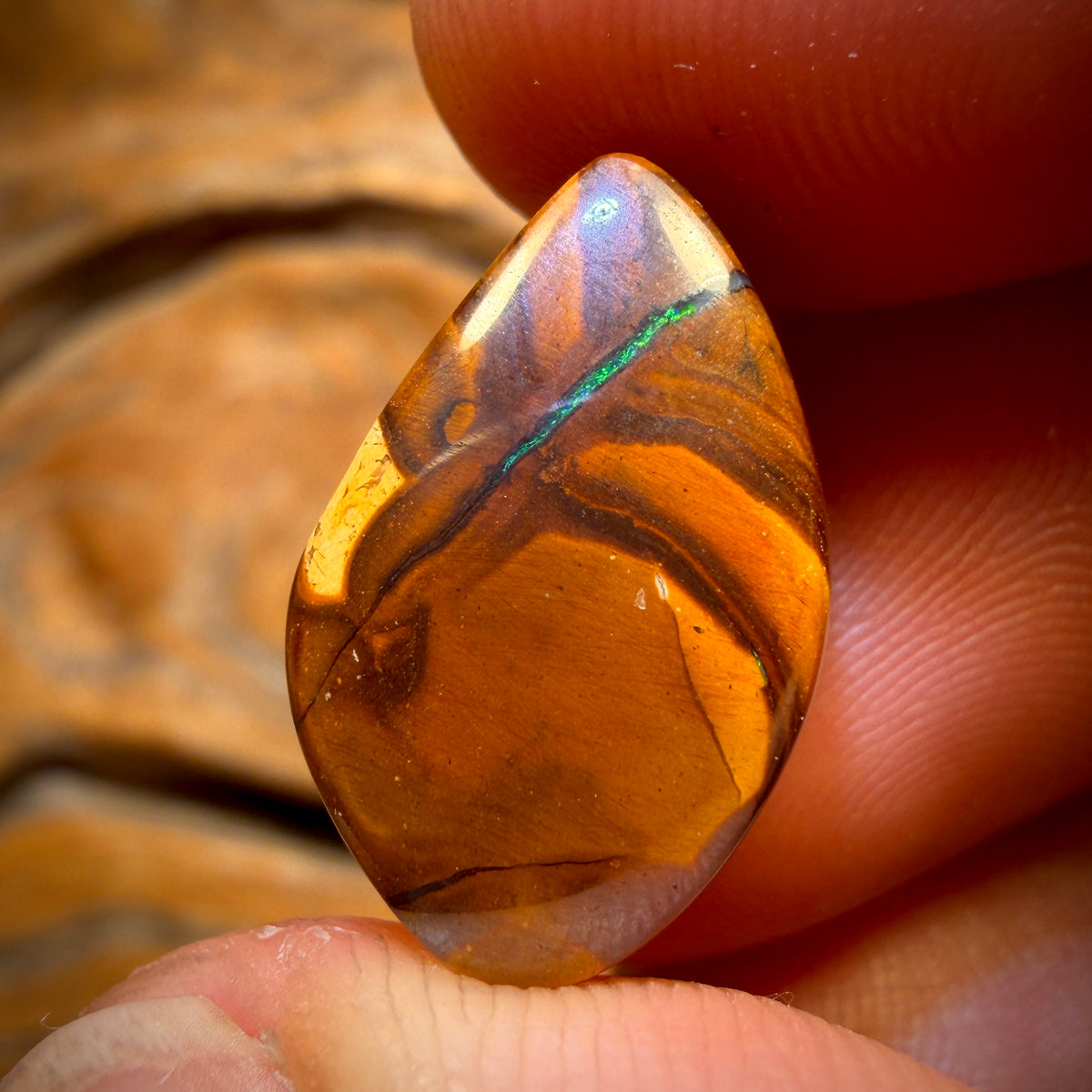 18 x 11mm - Drilled through the side! Full Face Queensland Boulder Picture Stone Opal