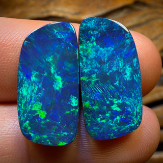 18.5cts - Best of the Best Blue Greens TOP Australian Boulder Opal Doublet Pair