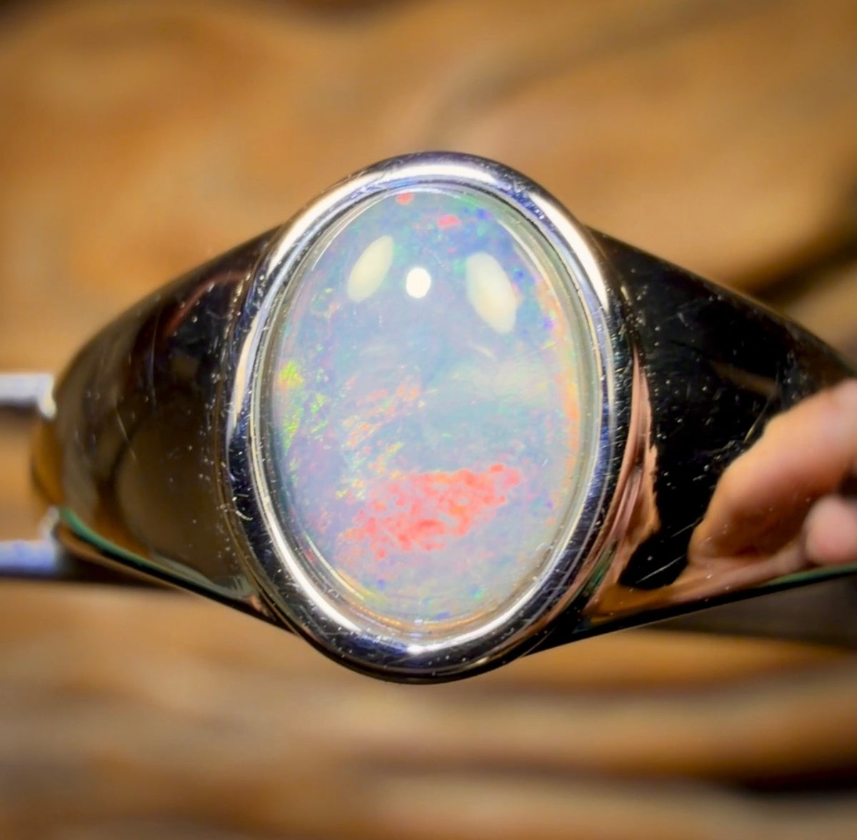 Sterling Silver - South Australian Crystal Opal Ring