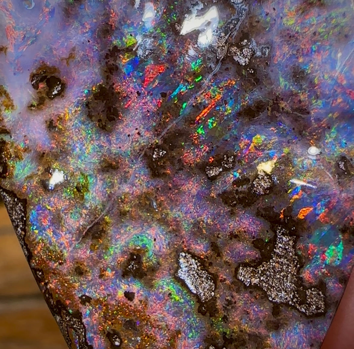 84.4cts - “Cola Fireburst” TOP Australian Boulder Seam Opal - Opal Whisperers