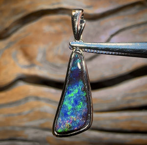14k Gold - Solid Australian Boulder Opal Pendant