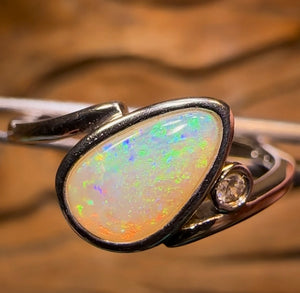 St. Silver - South Australian Crystal Opal Ring - Opal Whisperers