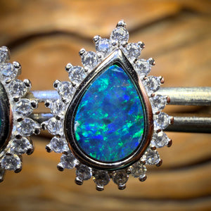 Sterling Silver - Australian Boulder Opal Doublet Stud Earrings