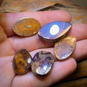 🔒 86.6cts - 5x Australian Tribal Boulder Opal’s. Wholesale Dealers Parcel