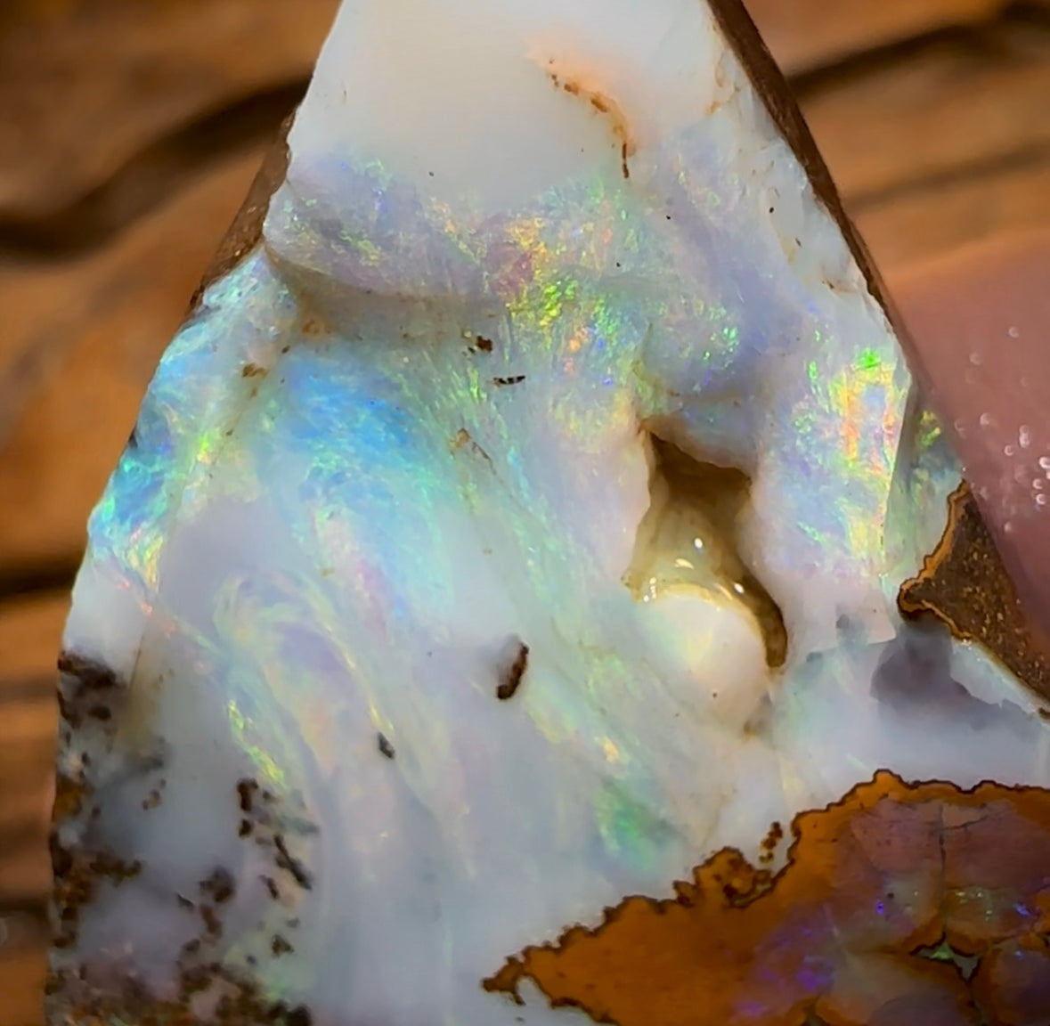 100.2cts - Australian Boulder Opal Rough Preform. Natural Split - Opal Whisperers