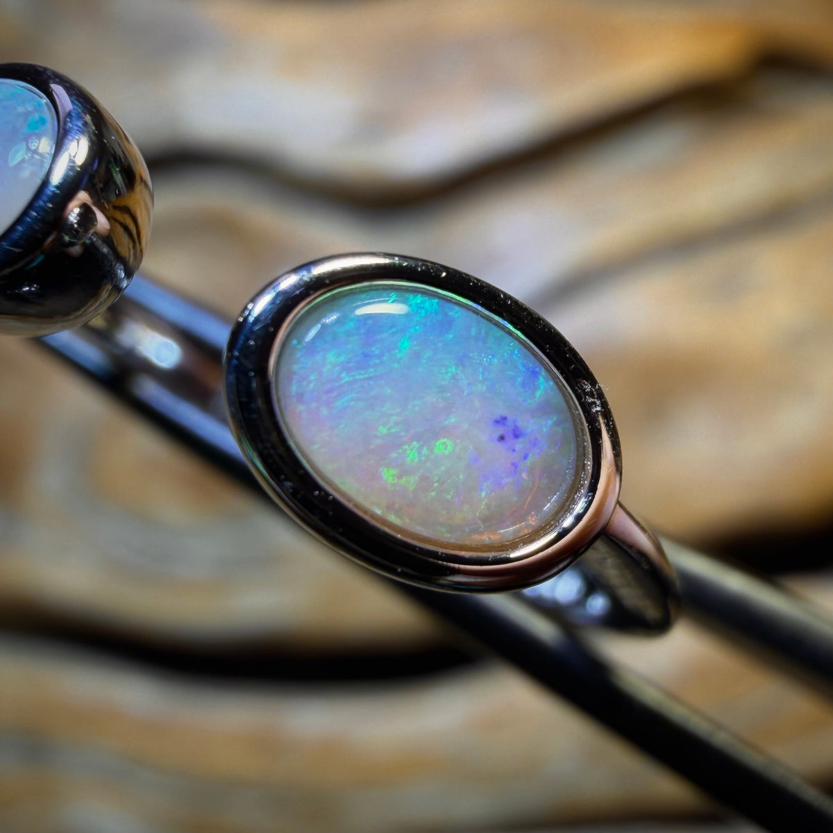 Sterling Silver - Solid South Australian Crystal Opal Ring ADJUSTABLE