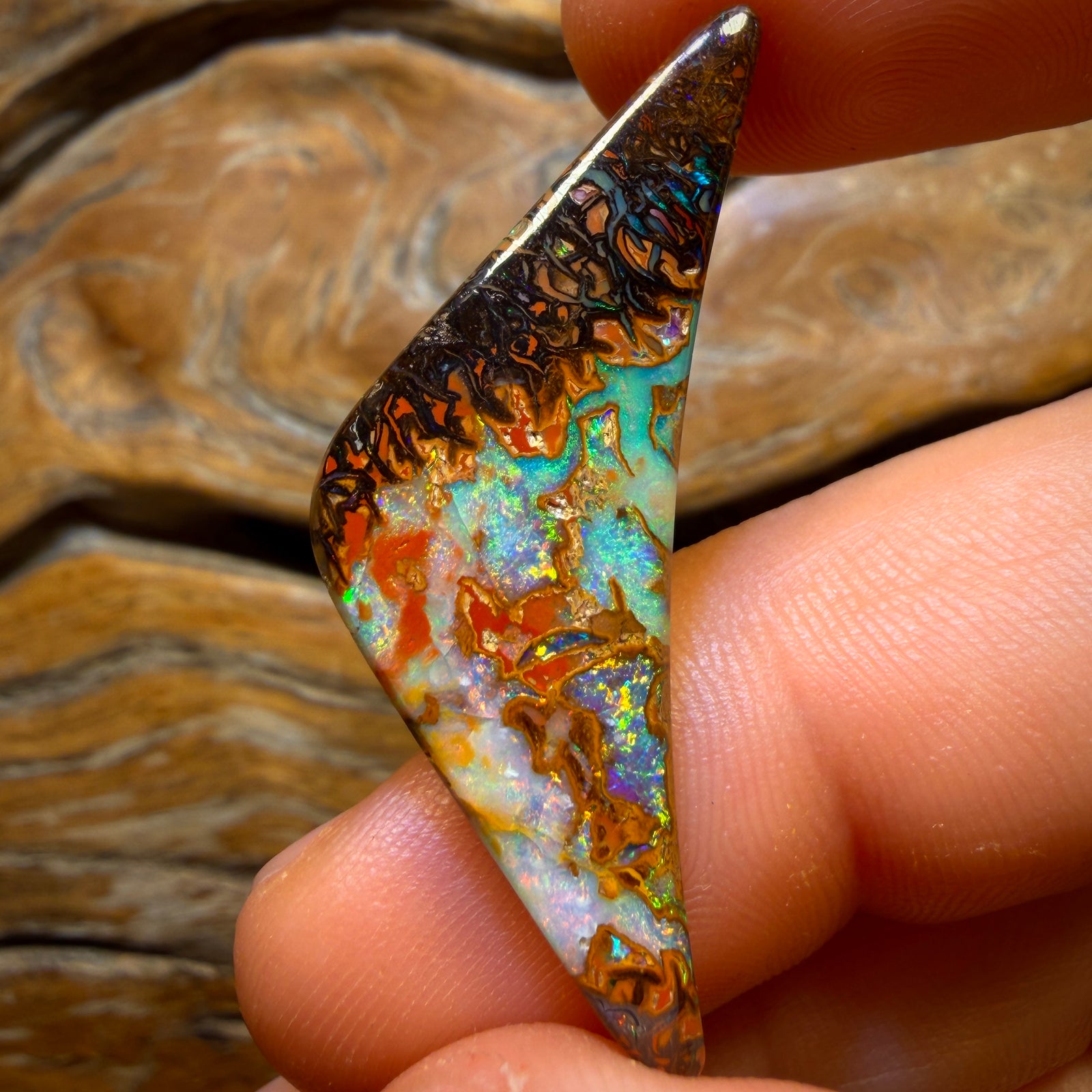 19.8cts - Top Tribal Queensland Boulder Opal from Yowah. Double Sided