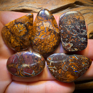 🔒190.4cts - 5x Australian Tribal Boulder Opal’s. Wholesale Dealers Parcel