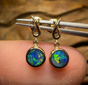 14k Gold - Queensland Boulder Doublet Earrings - Opal Whisperers