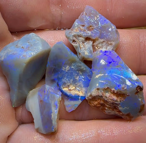 61.8cts - 5x Lightning Ridge Crystal and Dark Opal Rough Parcel