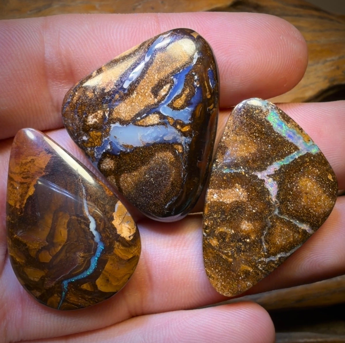 99.7cts - 3x Mixed Australian Boulder Opal’s. Wholesale Dealers Parcel
